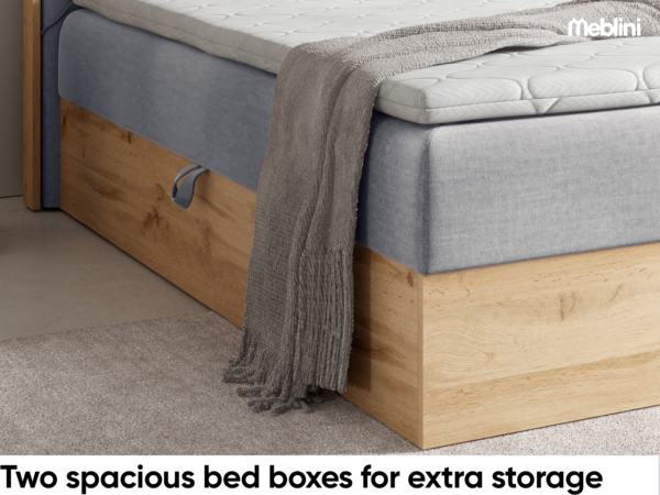 MEBLINI Boxspringbett LOFTY 12 140x200 cm mit Bettkasten – H3/Hellgrau Samt Polsterbett - Doppelbett mit Topper & Bonellfederkern-Matratze Bild 5