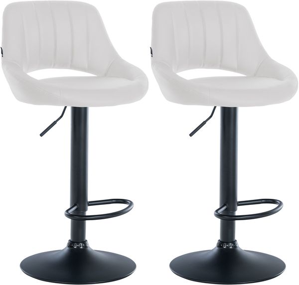 2er Set Barhocker SEGAD - Kunstleder Weiß 47x48x85 cm Schwarz | Barstuhl Höhenverstellbar Mit Lehne Drehbar Tresenhocker Tresenstuhl Kneipenhocker