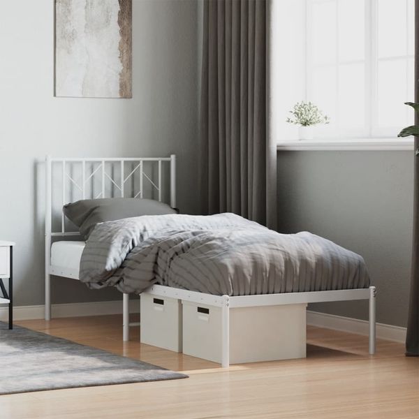 vidaXL Metallbett ohne Matratze mit Kopfteil Weiß 75x190 cm 374476