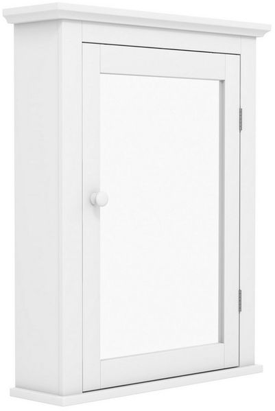 COSTWAY Spiegelschrank Bad, Wandschrank mit Spiegel, Badezimmerspiegelschrank weiss, Haengeschrank Holz, Badezimmerspiegel mit verstellbarem Regal, Medizinschrank Mehrzweckschrank