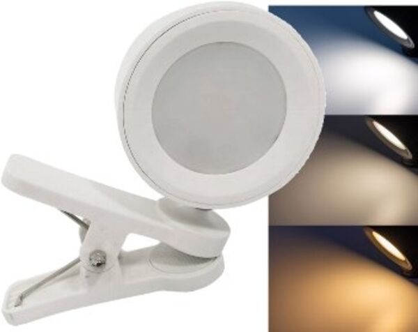 LED Akku Clip-Leuchte "CT-AKL3" Dimmbar, CCT 3000k-6000k, weiß
