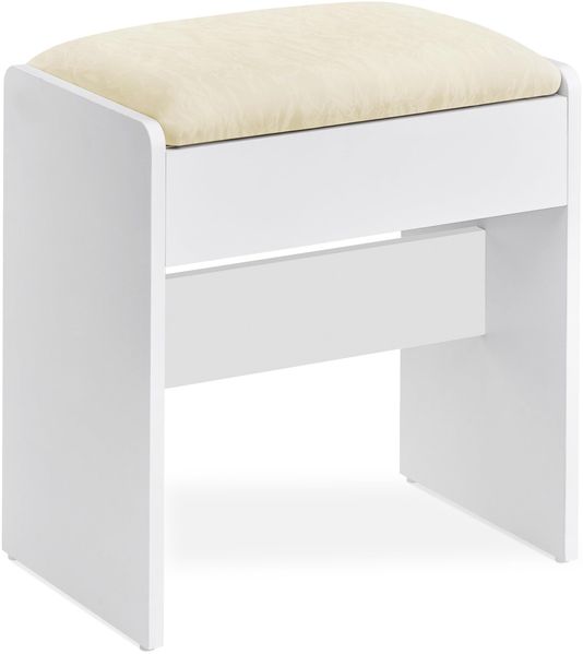 VASAGLE Kailyn Collection – Schminktischhocker, gepolsterter Schminkstuhl, Fußstütze aus Samt, für Schlafzimmer, Ankleidezimmer, Eingangsbereich, moderner Stil, matt-weiß und cremeweiß, RDS001WD01