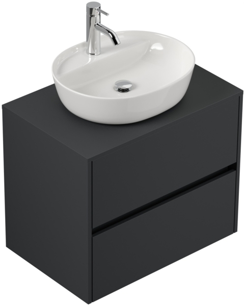 Badmöbel Taifun 70cm mit ovalem Aufsatzwaschbecken grafit : Grafit