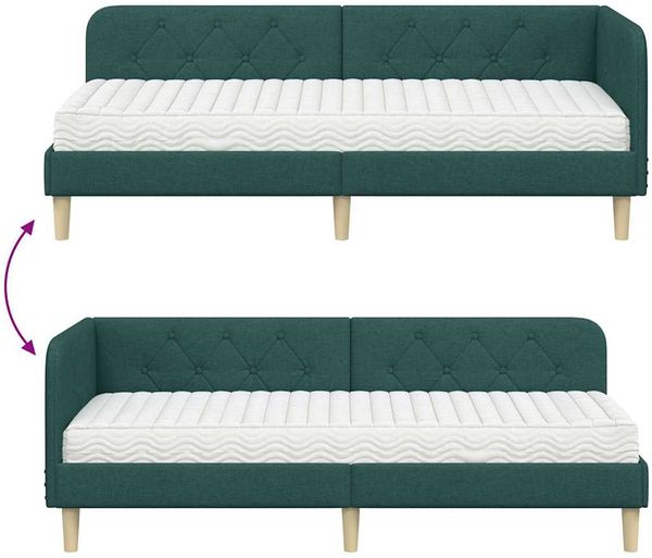 vidaXL Eckbettgestell Dunkelgrün 80 x 200 cm Stoff 3394105 Bild 12