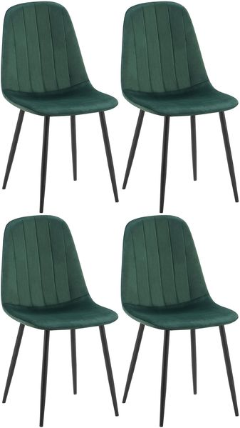 4er Set Esszimmerstuhl FOLIS - Samt Grün 45x54x88 cm | Essstühle Esszimmerstühle Küchenstühle Wohnzimmerstühle