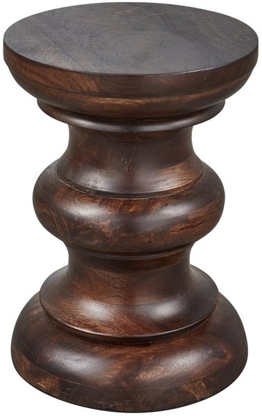 Beistelltisch Jonah aus recyceltem Mangoholz, modern rund, dunkelbraun, Ø 30 cm