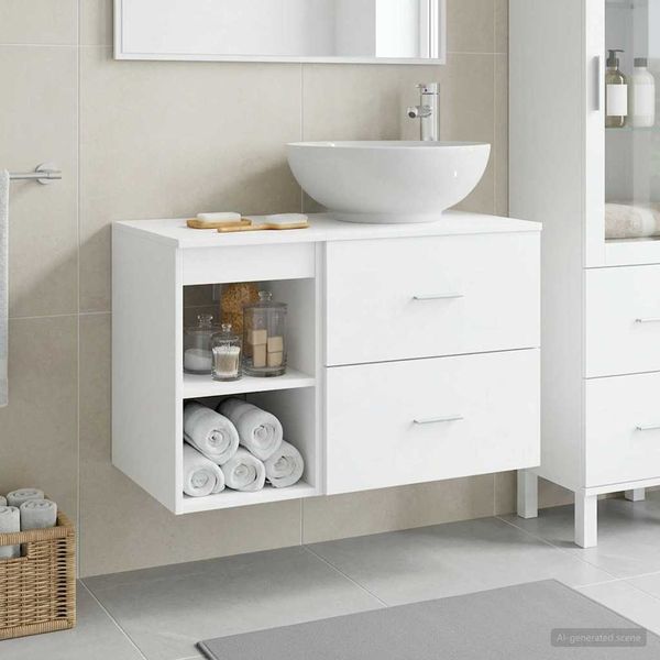vidaXL Badezimmermöbel-Set 2 pcs Weiß Holzwerkstoff 3403912