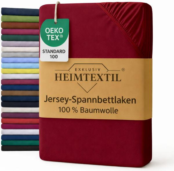 EXKLUSIV HEIMTEXTIL Jersey Spannbettlaken Premium 160 x 200 cm Bordeaux 100% Baumwolle Öko - Tex Zertifiziert Bed-Sheet Bettlaken Spannbetttuch Topper Leinentuch