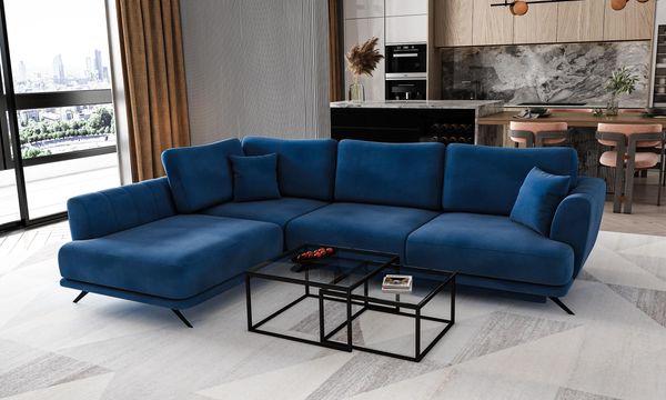 Wohnideebilder Larde Dunkelblau Ecksofas & Eckcouches CO-LAR-LT-40LO