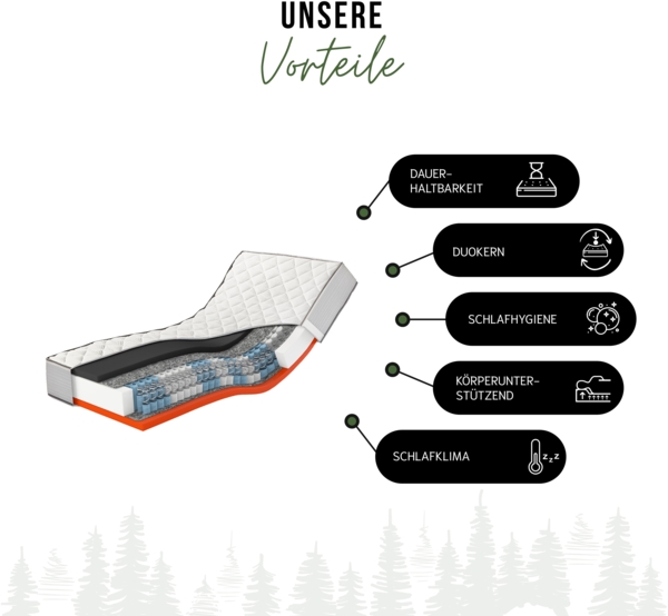 Schwarzwaldmarie Luise – 7-Zonen-Boxspringmatratze mit Wendefunktion und Komforthöhe, Größe: 90 x 190 cm, Härtegrad: Mittelfest / Fest (H3/H4) Bild 3