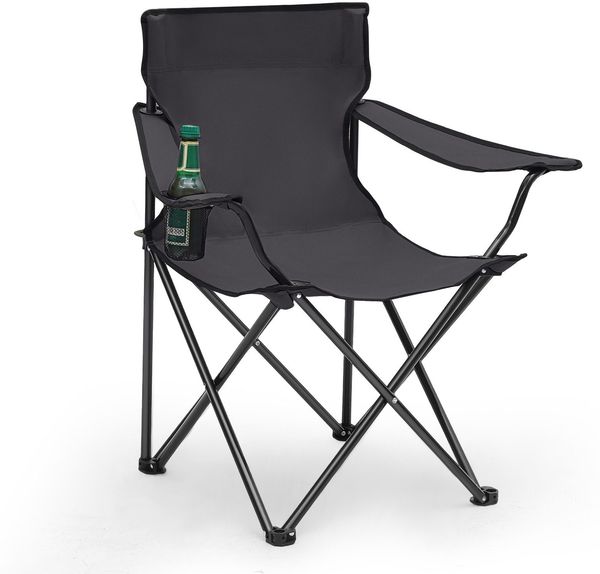 Sunula Campingstuhl Faltbar Anglerstuhl Ultraleicht Faltstuhl mit Armlehnen, mit Getränkehalter, mit Tragetasche, bis max. 100 kg, Anthrazit