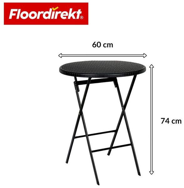 Floordirekt Klapptisch runder Gartentisch Toyama klappbar Ø 60 cm schwarzer Balkontisch, Platzsparend zusammenklappbar & leicht zu transportieren