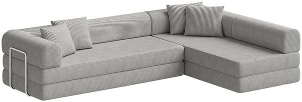 skølm 'Lofn' Modulares Sofa 4 Sitzer, 300x200 cm, Vollschaumcouch mit Metallgestell, Cord hellgrau, Schlafsofa vakuumverpackt, kein Aufbau erforderlich Bild 11