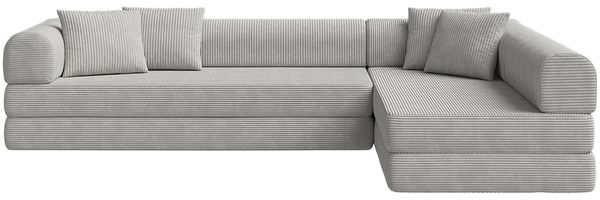 skølm 'Lofn' Modulares Sofa 4 Sitzer, 300x200 cm, Vollschaumcouch mit Metallgestell, Cord hellgrau, Schlafsofa vakuumverpackt, kein Aufbau erforderlich Bild 13