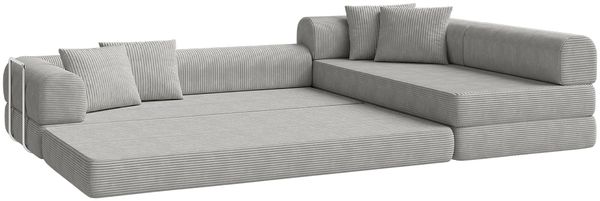 skølm 'Lofn' Modulares Sofa 4 Sitzer, 300x200 cm, Vollschaumcouch mit Metallgestell, Cord hellgrau, Schlafsofa vakuumverpackt, kein Aufbau erforderlich Bild 14