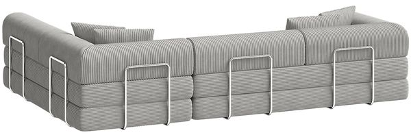 skølm 'Lofn' Modulares Sofa 4 Sitzer, 300x200 cm, Vollschaumcouch mit Metallgestell, Cord hellgrau, Schlafsofa vakuumverpackt, kein Aufbau erforderlich Bild 12