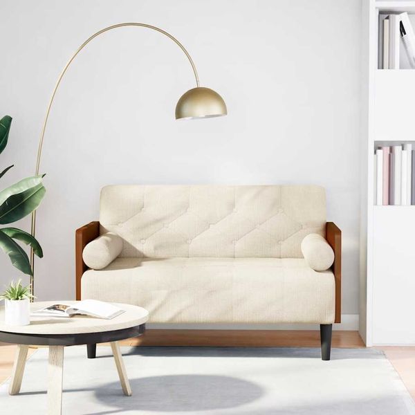 vidaXL Zweisitzer-Sofa mit Nackenrollen 110 cm Leinen 4100606