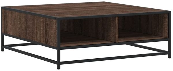 Couchtisch, Sofatisch Braun Eichen-Optik 80x80x30 cm Holzwerkstoff Metall