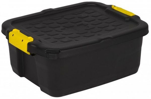 Kreher Aufbewahrungsbox "TOUGH" 24 Liter in Schwarz mit abschließbarem Deckel (1 St)