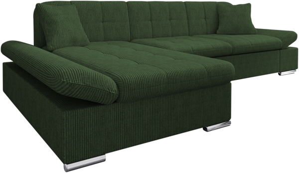 'Malwi' Ecksofa Cord, Grün, 76 x 161 x 278 cm, Links