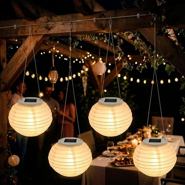 Spetebo LED Solarleuchte LED Solar Lampion - Garten Deko Beleuchtung warm weiß, Solar betrieben, LED fest integriert, warm weiß, Automatische Einschaltung bei Dämmerung