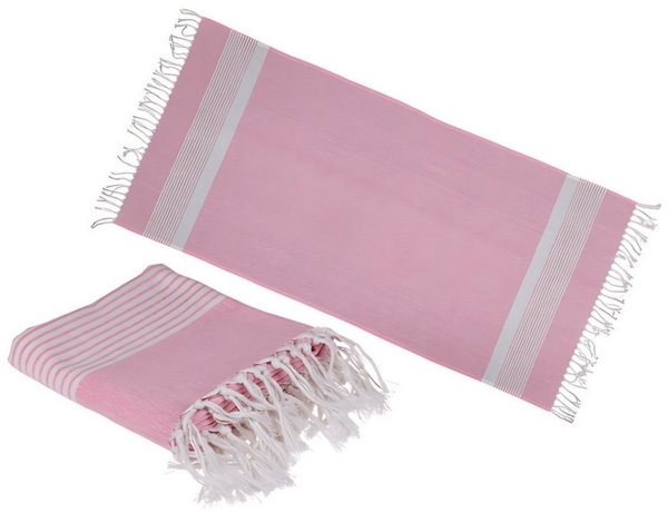 Out of the Blue Hamamtuch Rosa/Weißes Fouta-Hamamtuch (für Sauna & Strand)