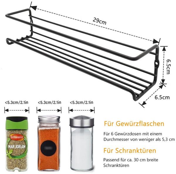 TUWENA Gewürzregal Gewürzregal Wand 4-Etagen Gewürz Organizer, Metall Gewürzregal Hängend