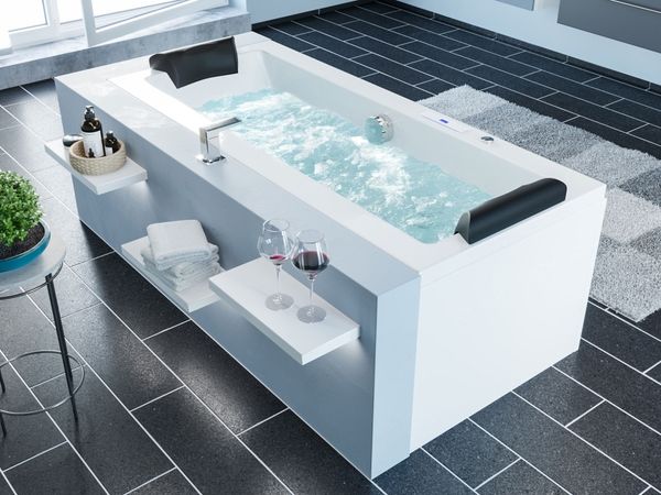 Rechteck Whirlpool Deus 182x80 Made in Germany 20 Düsen Befüllung Überlauf : Befüllung über den Überlauf
