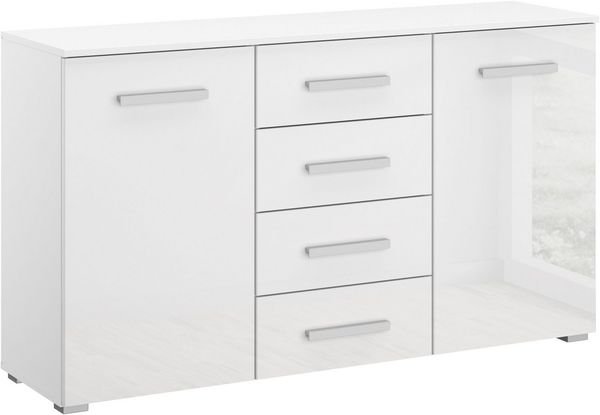 rauch Schubkastenkommode Sideboard Kommode Kombikommode KOLUNA mit Hochglanzfront (Breite 120 cm), vier große Schubladen, mit insgesamt 4 Einlegeböden MADE IN GERMANY