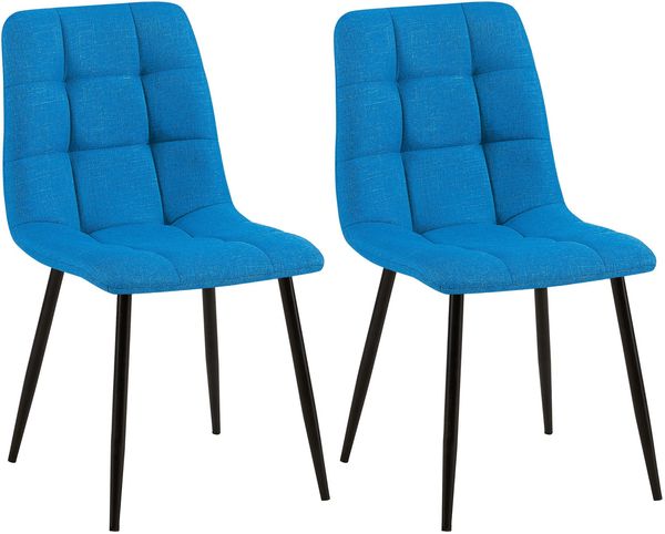 2er Set Esszimmerstuhl FIGAD - Stoff Hellblau 45x55x84 cm | Essstühle Esszimmerstühle Küchenstühle Wohnzimmerstühle
