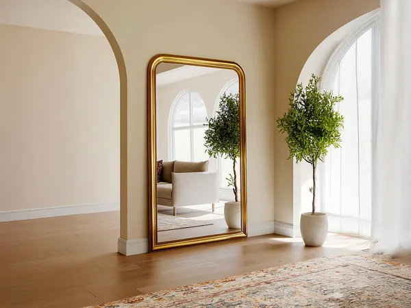 Vente-unique - HELOISE Spiegel Holz, Platte Gold - B 3,5 cm x H 190 cm x L 120 cm