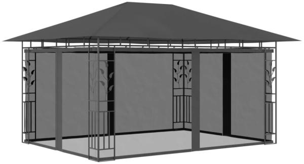 vidaXL Pavillon mit Moskitonetz 4x3x2,73 m Anthrazit 180 g/m² 47973