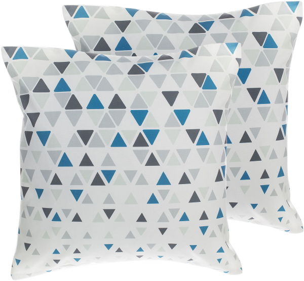 Kissen 2er Set CLEOME 45 x 45 cm Geometrisches Muster Weiß Grau Blau