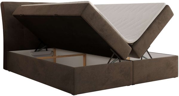 Boxspringbett DAGOS 140 x 200 cm mit Kopfteil, Lattenrost und Stauraum – Doppelbett mit Matratze & Topper Visco , stabile Konstruktion, Bettkasten, modernes Design - Braun Velvet - H3 Bild 4