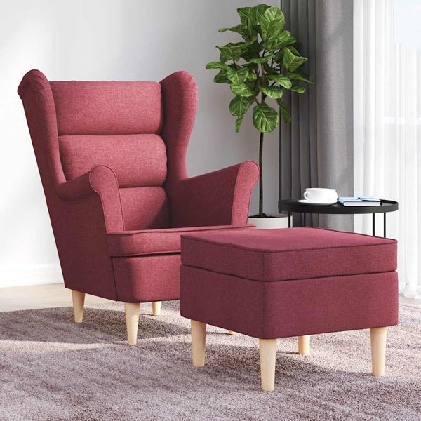 vidaXL Sessel mit Fußhocker Weinrot Stoff 3307992