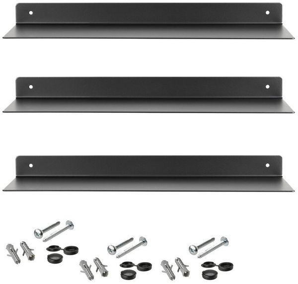SO-TECH® Deko-Wandregal Design Wandboard Schweberegal HOVER aus Stahl 35 x 13 cm, 3-tlg, 30 mm Höhe, schwarz, 3er Set, inkl. Befestigungsset