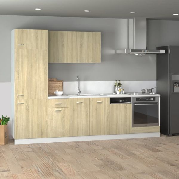 vidaXL 7-tlg. Küchenschrank-Set Lyon Sonoma-Eiche Holzwerkstoff 3307654