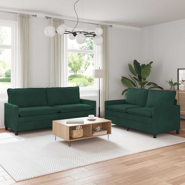 vidaXL Sofa Set 2 pcs Dunkelgrün Samt 3417147