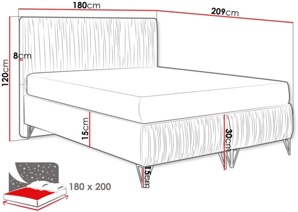 mirjan24 Boxspringbett Lux II , braun, 180x200 cm Bild 4