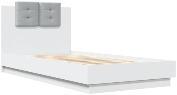 vidaXL Bettgestell mit Kopfteil und LED-Leuchten Weiß 75x190 cm 3210066 Bild 8