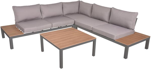 Gartenloungeset BENNO 4tlg. - Kunststoff, Grau | Gartenmöbel Set Garten Loungegruppe Lounge-Set Pool Loungegarnitur