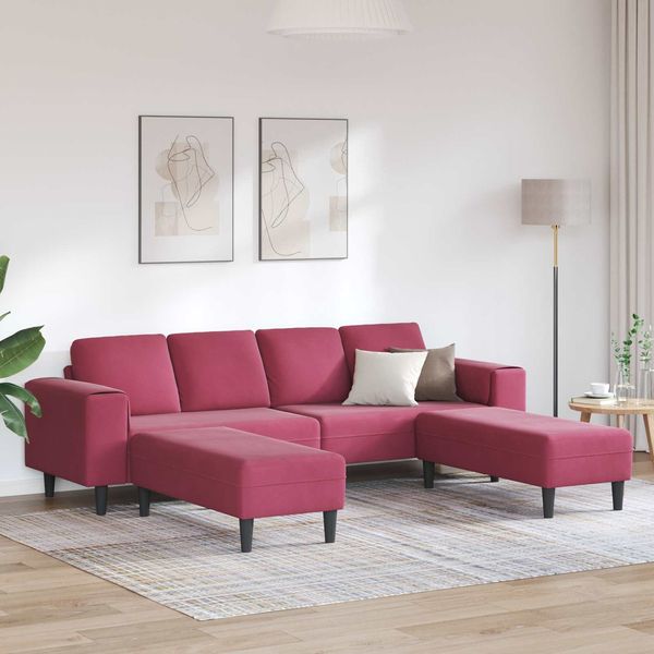 vidaXL Wohnzimmer Couch 3 pcs Weinrot 250 x 188 x 76 cm 3335126