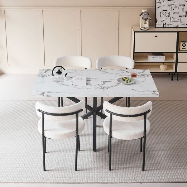 GrandCA HOME Esstisch Rechteckiger Küchentisch im Modernen Stil, aus MDF (1-St), 140 x 80 cm, Weiß