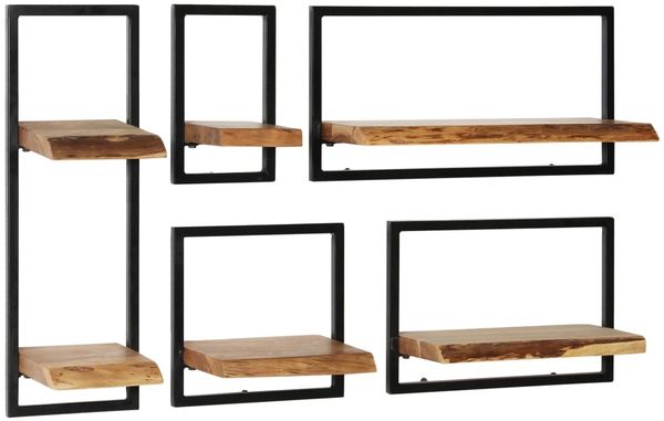 vidaXL Wandregal-Set 5-tlg. Akazienholz Massiv und Stahl 246014 Bild 11