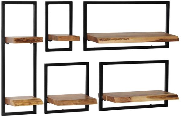 vidaXL Wandregal-Set 5-tlg. Akazienholz Massiv und Stahl 246014 Bild 12