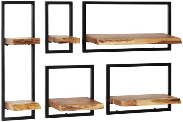 vidaXL Wandregal-Set 5-tlg. Akazienholz Massiv und Stahl 246014