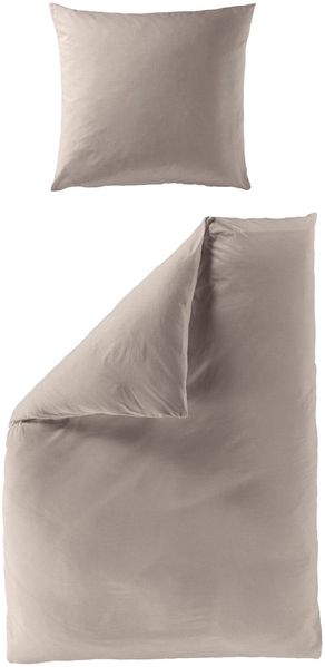 BIERBAUM 'Elegant uni' Bettwäsche, 2 teilig, Mako-Satin taupe, 135 x 200 cm / 80 x 80 cm