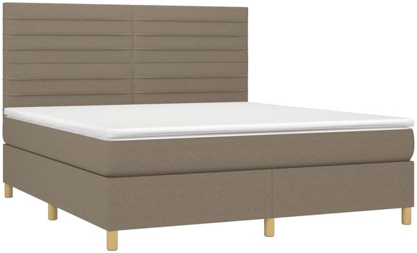 vidaXL Boxspringbett mit Matratze & LED Taupe 180x200 cm Stoff 3135537 Bild 3