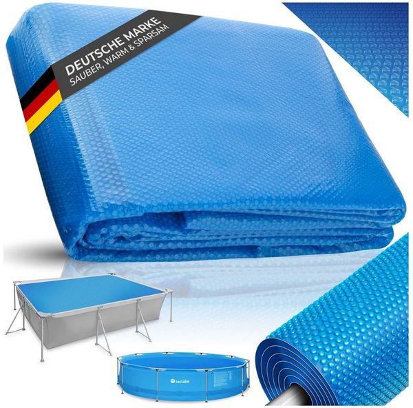 tectake Pool-Abdeckplane Solarfolie für Pool - leichte und zuschneidbare Abdeckung (Poolabdeckung, in blau), Wirksamer Schutz vor Verunreinigungen