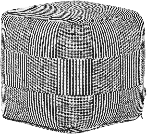 Pouf PANDRAN Schwarz-Weiß Baumwolle 40 cm 40 cm